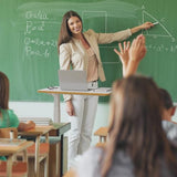 SANODESK Medical Adjustable Overbed Bedside Table with Hidden Casters, Pneumatic Mobile Laptop Computer Standing Desk Cart Overbed Table with Tray, Hospital and Home Use(27.6" W x 15.7" D, White) SANODESK