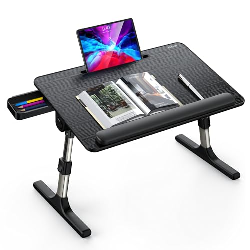 Besign LT07 Lap Desk [Extra Large], Adjustable Laptop Table, Portable Standing Bed Desk, Foldable Sofa Breakfast Tray, Notebook Computer Stand for Reading and Writing (Black) BESIGN