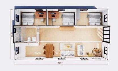 Prefab Tiny House 20-40ft, 1-3 Bedrooms, 1 Bath, 1 Kitchen, Steel Frame, for Living/Airbnb/Camping - WoodArtSupply