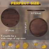 Wood Coasters with Leather Holder, GOH DODD Set of 8 Wooden Coaster Set for Drinks Desk Coffee Table Home Kitchen Office Bar, Tabletop Protection Living Room Decor, Walnut Coasters, 4 Inch GOH DODD