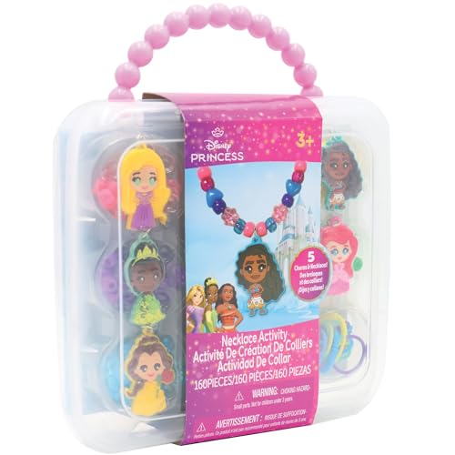 Disney Princess Necklace Activity, 160-Piece Jewelry Making Kit, Preschool Arts and Crafts, Kids Toys for Ages 3 Up Tara Toys