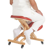 Master Massage Ergonomic Wooden Foldable Kneeling Chair for Office –Wood Folding Posture Chair - Cinnamon Master Massage Equipment