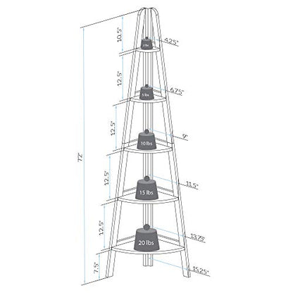 Casual Home Espresso 5-Shelf Corner Ladder Bookcase for Stylish Storage - WoodArtSupply