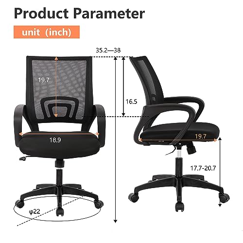 PayLessHere Home Office Chair Desk Computer Chair Adjustable Ergonomic Lumbar Support Armrest Executive with High Density Mesh 360 Degree Swivel Chair for Men Women Adults, Black PayLessHere