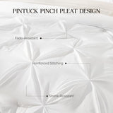 Andency White Queen Comforter Set(90x90Inch), 3 Pieces Cute Pinch Pleat Bedding Comforters & Sets for Queen Bed, Soft Lightweight Fluffy Down Alternative All Season Bed Set Andency