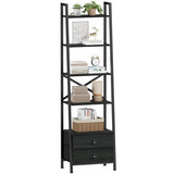 Furologee 5-Tier Industrial Ladder Shelf with 2 Drawers for Versatile Home Storage Furologee