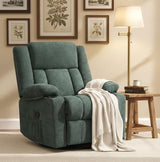 Hicosit Swivel Rocker Recliner Chair with Cup Holders, 360 Degree Rotating Nursery Rocking Chair, Manual Glider Recliner for Living Room (1, Green)