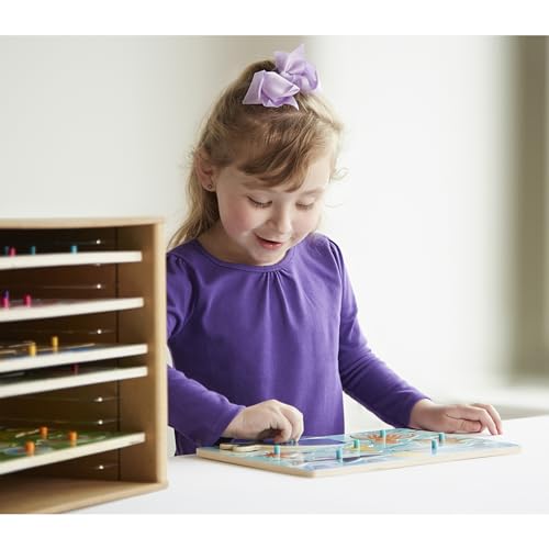 Melissa & Doug Natural Wood Puzzle Storage Case (Holds 12 Puzzles) - Wooden Puzzle Rack Organizer - WoodArtSupply