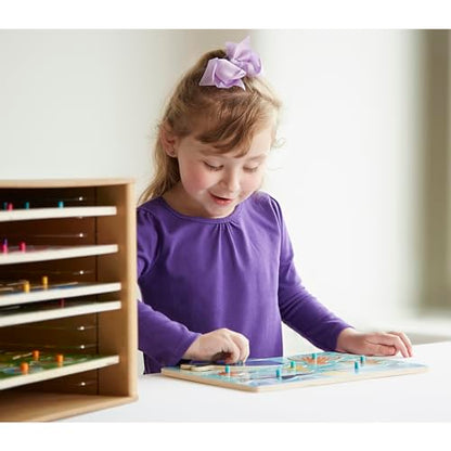 Melissa & Doug Natural Wood Puzzle Storage Case (Holds 12 Puzzles) - Wooden Puzzle Rack Organizer - WoodArtSupply