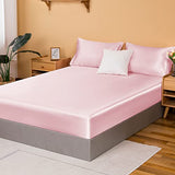 NSGZ Satin Fitted Sheet Twin, Single Silky Fitted Sheet Only Soft Deep Pocket Bottom Bed Sheets, Wrinkle Free & Fade Resistant & Breathable Bottom Sheets- Pink NSGZ