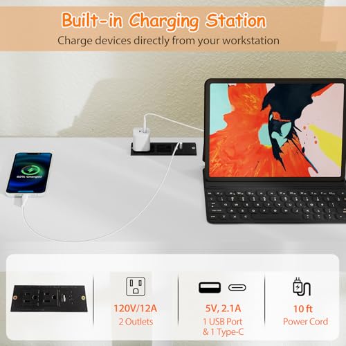 Giantex Twin Loft Bed with Desk & Hutch, Wooden Loft Bed w/LED Light & Charging Station, Safety Guardrails & Ladder, Twin Bed Frame w/Storage Shelves for Dorm, Apartment, No Box Spring Needed, White Giantex