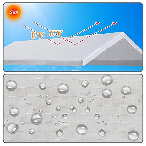 Strong Camel 10'x20' Carport Replacement Canopy Cover for Tent Top Garage Shelter Cover with Ball Bungees (Only Cover, Frame is not Included) Strong Camel