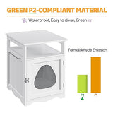 Yaheetech Cat Litter Box Enclosure, Hidden Litter Box Furniture with Open Shelf, Indoor Cat Washroom, Storage Cabinet Pet Crate, Side End Table, Wooden Pet House White Yaheetech