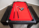 Hathaway Park Avenue 7 Ft Multi Game Pool Table Combo with Dining Top and Ping Pong – Includes Set of Benches for Home Storage and Accessories – Red & Black Finish Hathaway