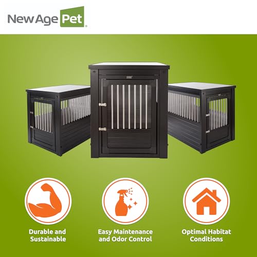 New Age Pet ECOFLEX InnPlace Dog Crate & End Table, Indoor Furniture Style Pet Kennel for Small, Medium, Large & XL Dogs, Durable Composite, Espresso Black, Large New Age Pet