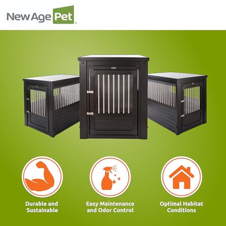 New Age Pet ECOFLEX InnPlace Dog Crate & End Table, Indoor Furniture Style Pet Kennel for Small, Medium, Large & XL Dogs, Durable Composite, Espresso Black, Large New Age Pet