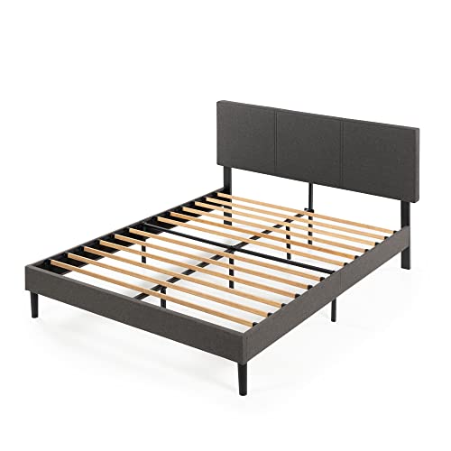 Zinus Cambril Minimalist Upholstered King Bed Frame with Bamboo Slats – No Box Spring Required - WoodArtSupply