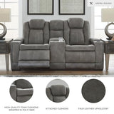 Signature Design by Ashley Next-Gen DuraPella Modern Faux Leather Power Reclining Loveseat with Console & Adjustable Headrest, Gray Signature Design by Ashley