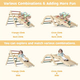 BIERUM 8 in 1 Montessori Pikler Triangle Set with Soft Cushion, Foldable Toddler Climbing Toys with Ramp for Sliding or Climbing, Wooden Jungle Gym, Indoor Playground for Toddlers and Kids, Rainbow BIERUM