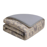 Loom and Mill 9-Piece Jacquard Comforter Set Queen, Royal Elegant Damask Design Comforter Sets, Luxury Bedding Set with Bed Skirt, Euro Shams, Decorative Pillows, All Season(Gray+Beige Brown, Queen) Loom and Mill