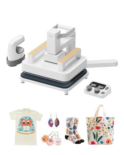 xTool Heat Press Machine 3-in-1 Kit, Smart Press & Mini Iron Press with Platform & Control Pod, 10-25KG High Pressure, Detachable Portable Heat Press Machine for T-Shirts Vinyl Sublimation Crafts