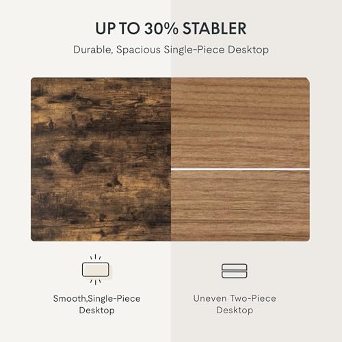 FLEXISPOT EN1 One-Piece Standing Desk with 1-Inch Thick Desktop, 48"x30" Electric Height Adjustable Desk for Home Office & Multi-Device Workstations, Rustic Brown FLEXISPOT