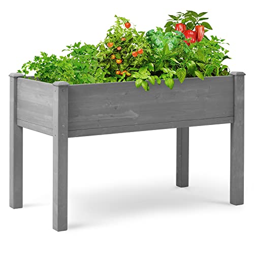 48x24x30 inch Raised Garden Bed with Legs, Elevated Wooden Planter Box for Outdoor Plants Flowers Fruits Vegetable Herb Growing