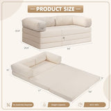 5-in-1 Convertible Sofa Bed,54" Boneless Couch Tri Folding Floor Mattress with Removable L-Shaped Armrests & Handle,Corduroy Futon Couch Sleeper with Pull Out Bed for Living Room Bedroom Apartment feliz home