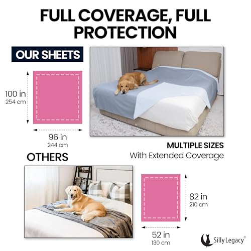SILLY LEGACY Thin Reversible Waterproof Protective Bed Cover (King Size, 100 x 96 inch), for Pets, Babies; Incontinence, Dirt, Drool SILLY LEGACY