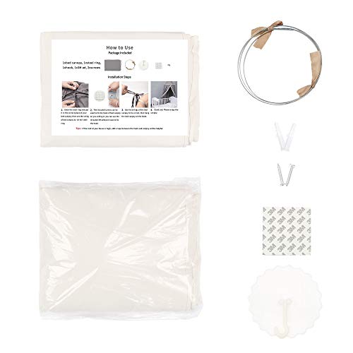 IBIZA VIBE MAMERIA Kids Bed Canopy with Frills Cotton Hanging Tent Curtain Net for Reading Nook Hideaway Bedding Play Room Decor (Beige)