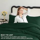CozyLux Dark Emerald Green Full Size Comforter Set, 3 Pieces Solid Breathable Quilted Bedding Sets, Luxury Fluffy Soft Bed Set with Down Alternative Comforter All Season (1 Comforter & 2 Pillowcases) CozyLux
