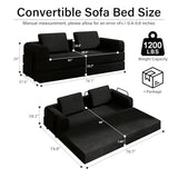 Nivayor 78'' Sleeper Couch Bed for Living Room, Convertible Modular Sofa with Fixed Frame and Side Pocket, Corduroy Futon Boneless Couches in a Box, No Assembly, Black Nivayor