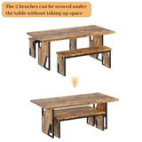 HIPIHOM 70.8" Wooden Dining Table with 2 Benches, Modern Kitchen Table and Chairs Set for 4-6 Person, Thickened MDF Wooden Table with Dining Bench for Living Dining Room, Kitchen, Office HIPIHOM