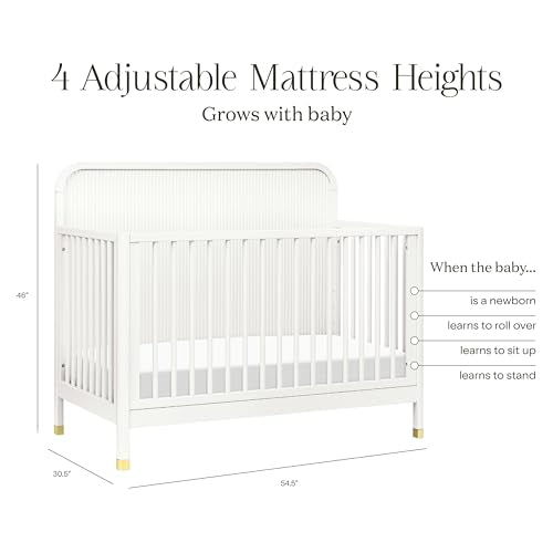 Namesake Brimsley Tambour 4-in-1 Convertible Crib in Warm White, GREENGUARDGold Certified NAMESAKE