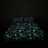 NTBED Dinosaur Kids Comforter Set Twin Size 5 Pieces Bed in A Bag for Boys Girls,Glow in The Dark Space Planet Bedding Set with Sheet NTBED