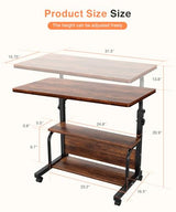 QZMDSM Laptop Desk Adjustable Desk Small Standing Desk Home Office Desks for Small Spaces Portable Desks Table for Bedrooms,Mobile Rolling Computer Work Desks on Wheels QZMDSM