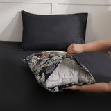 LONAVA Flower King Size 6 Pcs Sheet Set, Breathable Microfiber Deep Pocket Black Fitted Sheets, Comfy & Breathable Patterned Flat Sheets,4 Gentle Soft Pillowcases, Midnight Blossoms LONAVA