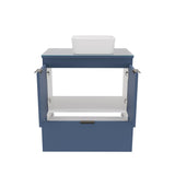 COZIMAX Soul 23" Combo Floating Bathroom Vanity with White Ceramic Sink Tempered Glass Countertop Soft Close Doors 1 Drawer Wall Mount (Blue) COZIMAX