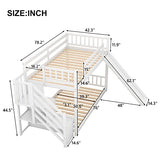 Twin Over Twin Low Bunk Bed with Slide and for Storage Staircase for Teens, Boys or Girls, No Box Sping Needed Merax