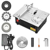 Precision Mini Electric Table Saw, DIY Hobby Handmade Woodworking Bench Cutting Machine Adjustable Cut Depth Small Desktop Saw for Miniature Wood Craft Billowvolve