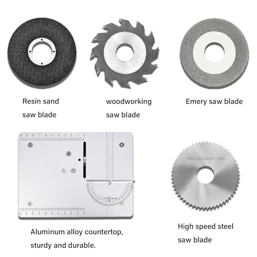 Precision Mini Electric Table Saw, DIY Hobby Handmade Woodworking Bench Cutting Machine Adjustable Cut Depth Small Desktop Saw for Miniature Wood Craft Billowvolve