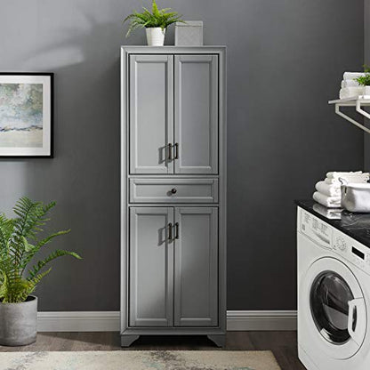 Crosley Furniture Tara Pantry, Distressed Gray - WoodArtSupply