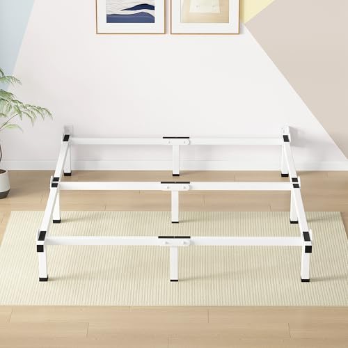 Superay Metal Bed Frame, 9-Leg Bed Base, 8 inches Support for Box Spring, Full, Easy Assembly, White Superay