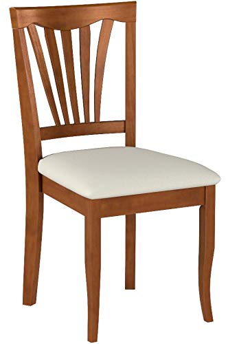 East West Furniture Avon Dining Linen Fabric Upholstered Solid Wood Chairs, Set of 2, Saddle Brown East West Furniture
