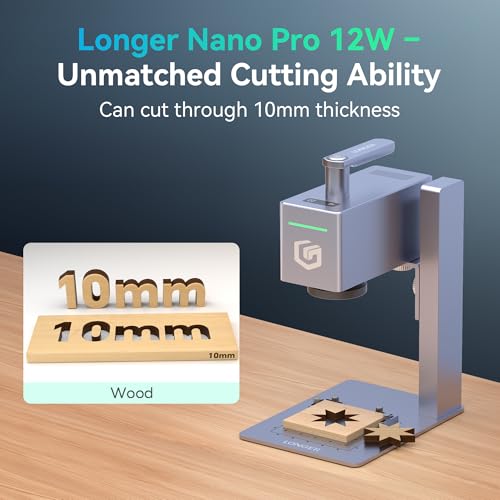 Longer Nano Pro 12000mW Laser Engraver 5000mm/s High-Speed Laser Engraving and Cutter Precision 0.01 * 0.01mm CNC, DIY Laser Cutter and Engraver Machine for Wood, Metal, Paper, Acrylic, Leather, Glass Longer
