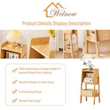 Welnow Natural Modern End Table, Bamboo Nightstand with 1 Tier Storage Space Open Shelf Side Table Cabinet Bedside Table Practical Sofa Side Table for Bedroom, Living Room,Small Welnow