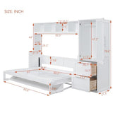 YOPTO Queen Size Horizontal Murphy Bed,Hidden Folding Wall Bed Frame with Built-in Top Shelf,Side Wardrobe & 2 Storage Drawers,Multipurpose Platform Bed,Space Saving,for Guest Room,Home Office,White YOPTO