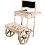 Alpine Corporation 34" Tall Indoor/Outdoor Wooden 2-Tier Plant Display Stand with Chalkboard and Wheels Alpine Corporation