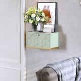 HLR Floating Nightstand, Small Nightstand with Flap Door, Morden Wall Mounted Nightstand for Bedrooms, Green HLR