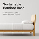 Nectar Bamboo Platform Bed Frame - Twin XL - Natural - Floating Center Support Legs - 12” Height - Tool Free Set Up - Contemporary and Durable - Sturdy Wooden Support Slats - Holds Up to 500 Pounds Nectar
